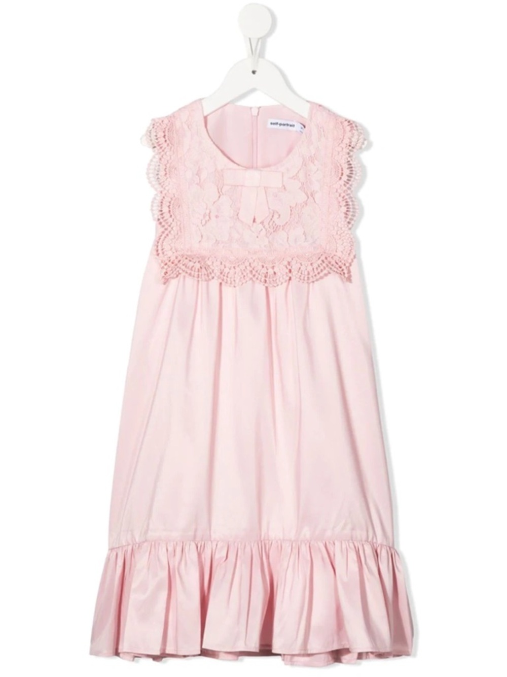 Self-Portrait Girls' Guipure Lace-Trimmed taffeta Pink dress